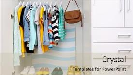  Presentation with clothes - Audience pleasing presentation design consisting of variety show - collection of clothes hanging backdrop and a mint green colored foreground