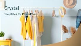  Presentation with clothes - Theme having variety show - collection of clothes hanging background and a  colored foreground