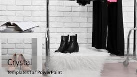  Presentation with clothing wooden clothes hanger object - Beautiful presentation featuring variety show - collection of female clothes hanging backdrop and a light gray colored foreground