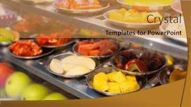  Presentation with market food - Slide deck consisting of variety-slice-of-the-fruit background and a gold colored foreground