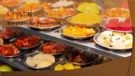  Presentation with food market - Slide set with variety-slice-of-the-fruit background and a gold colored foreground