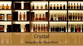 Presentation with alcohol - Audience pleasing PPT theme consisting of various alcohol bottles backdrop and a gold colored foreground