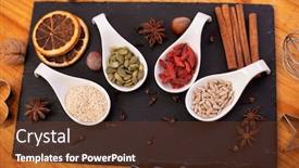  Presentation with dried fruits seeds nuts walnuts - Colorful presentation theme enhanced with various-assorted-seeds-dried-berries backdrop and a tawny brown colored foreground