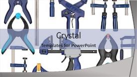  Presentation with woodworking - Presentation theme enhanced with press release - various bar clamps tools can background and a light blue colored foreground
