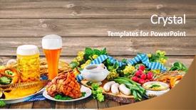  Presentation with beer - Beautiful PPT theme featuring various bavarian specialties oktoberfest backdrop and a coral colored foreground