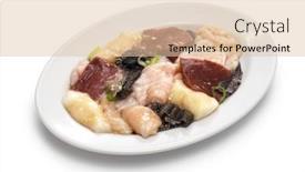  Presentation with meat beef - Theme having various-beef-raw-offal-meat background and a lemonade colored foreground