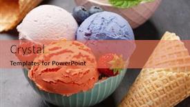  Presentation with ice cream - Amazing theme having various-berry-ice-cream-scoopes backdrop and a coral colored foreground