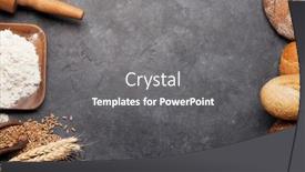  Presentation with cooking utensils - Amazing slide deck having various-bread-with-wheat-flour backdrop and a gray colored foreground