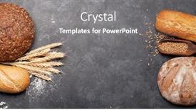  Presentation with cooking utensils - Beautiful theme featuring various-bread-with-wheat-flour backdrop and a gray colored foreground