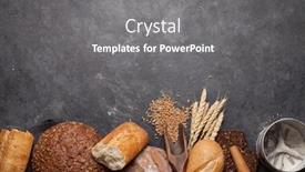  Presentation with cooking utensils - PPT theme consisting of various-bread-with-wheat-flour background and a gray colored foreground
