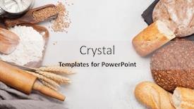  Presentation with cooking utensils - PPT theme consisting of various-bread-with-wheat-flour background and a lemonade colored foreground