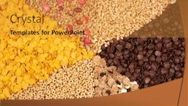  Presentation with breakfast - Slide deck having various breakfast cereals background top view background and a gold colored foreground