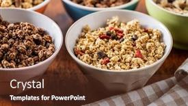  Presentation with granola - Colorful PPT theme enhanced with various-breakfast-cereals-morning-granola backdrop and a tawny brown colored foreground