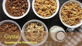  Presentation with granola - Amazing PPT theme having various-breakfast-cereals-morning-granola backdrop and a tawny brown colored foreground