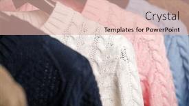  Presentation with cable - Slide deck enhanced with various cable knit sweaters or pullovers on hanger rack in a clothes store or at a wardrobe selective focus background and a lemonade colored foreground