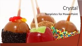  Presentation with halloween - Presentation enhanced with halloween food - various candied apples background and a sky blue colored foreground