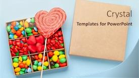  Presentation with lollipop - Audience pleasing PPT theme consisting of various-candy-sweets-and-heart backdrop and a lemonade colored foreground