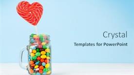  Presentation with lollipop - Slide set with various-candy-sweets-and-heart background and a sky blue colored foreground