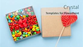  Presentation with lollipop - Beautiful theme featuring various-candy-sweets-and-heart backdrop and a cool aqua colored foreground