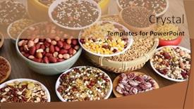  Presentation with cereal - PPT theme consisting of various-cereal-grain-bean-legume background and a coral colored foreground