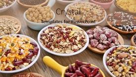  Presentation with rice seed - Theme having various-cereal-grain-bean-legume background and a coral colored foreground