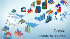  Presentation with organization charts - Presentation theme with various charts and graphs - 3d background and a light blue colored foreground