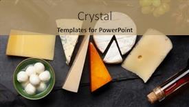  Presentation with wine cheese - Beautiful slides featuring various-cheese-grapes-and-wine backdrop and a coral colored foreground