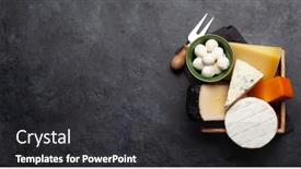  Presentation with cheese - Theme having various-cheese-in-box-top background and a dark gray colored foreground
