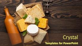  Presentation with wine cheese - Slides featuring various-cheese-in-box background and a tawny brown colored foreground