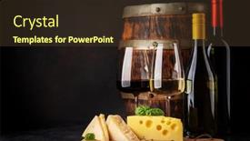  Presentation with red wine cheese - PPT theme enhanced with various-cheese-on-board-red background and a tawny brown colored foreground