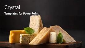  Presentation with cheese - Presentation theme having various-cheese-on-board background and a dark gray colored foreground