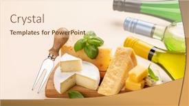  Presentation with wine cheese - PPT theme with various-cheese-on-board background and a lemonade colored foreground