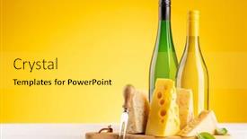  Presentation with wine cheese - Presentation theme with various-cheese-on-board background and a yellow colored foreground