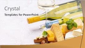  Presentation with wine cheese - Presentation with various-cheese-on-board background and a sky blue colored foreground