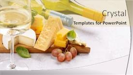 Presentation with wine cheese - PPT layouts having various-cheese-on-board background and a yellow colored foreground