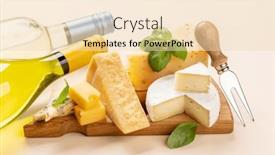  Presentation with wine cheese - Presentation theme having various-cheese-on-board background and a lemonade colored foreground