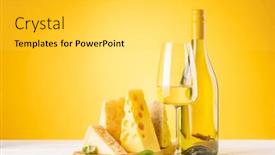  Presentation with wine cheese - Presentation design with various-cheese-on-board background and a light gray colored foreground