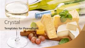  Presentation with wine cheese - Presentation theme with various-cheese-on-board background and a yellow colored foreground