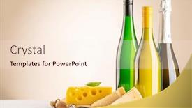  Presentation with wine cheese - Presentation theme featuring various-cheese-on-board background and a cream colored foreground