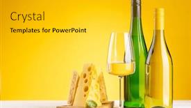  Presentation with wine cheese - Slide deck with various-cheese-on-board background and a light gray colored foreground