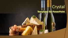  Presentation with wine cheese - PPT theme enhanced with various-cheese-on-board background and a tawny brown colored foreground