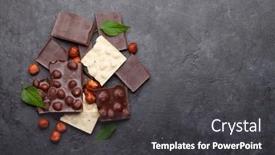  Presentation with chocolate nuts - Slide set with various-chocolate-pieces-and-nuts background and a dark gray colored foreground