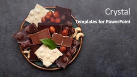  Presentation with chocolate nuts - Beautiful PPT layouts featuring various-chocolate-pieces-and-nuts backdrop and a gray colored foreground
