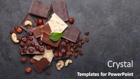  Presentation with chocolate nuts - Colorful slide deck enhanced with various-chocolate-pieces-coffee-beans backdrop and a dark gray colored foreground