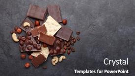  Presentation with chocolate nuts - PPT theme with various-chocolate-pieces-coffee-beans background and a dark gray colored foreground