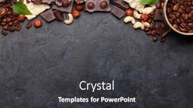  Presentation with coffee chocolate - Audience pleasing PPT layouts consisting of various-chocolate-pieces-coffee-beans backdrop and a dark gray colored foreground