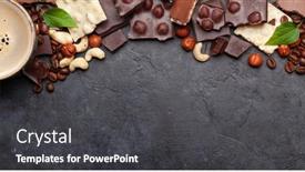  Presentation with chocolate nuts - Slide set consisting of various-chocolate-pieces-coffee background and a dark gray colored foreground
