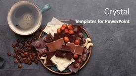  Presentation with chocolate nuts - Beautiful PPT theme featuring various-chocolate-pieces-coffee backdrop and a gray colored foreground