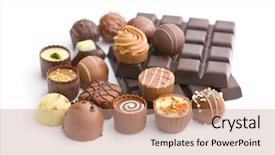  Presentation with white chocolate - Colorful presentation enhanced with various chocolate pralines and chocolate backdrop and a coral colored foreground