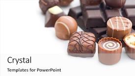  Presentation with white chocolate - PPT theme with various chocolate pralines and chocolate background and a white colored foreground